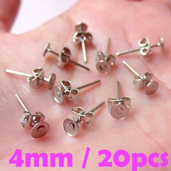 4mm Glue Pad Earring Post / Ear Stud / Earring by MiniatureSweet