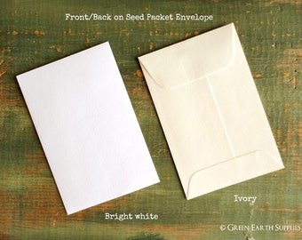 SALE! 25 Standard Size Seed Packet Envelopes, Recycled White or Ivory, Seed Envelopes, Favor Envelopes, Recycled 3x4.5" (76x114mm)
