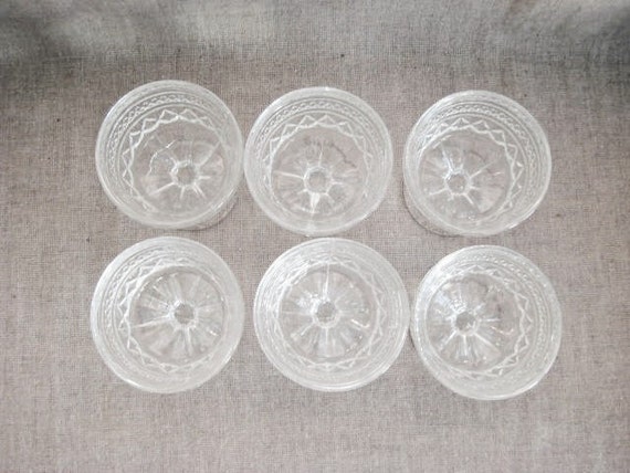 Vintage Pressed Glass Dessert Dishes Set of 6 / Mid Century