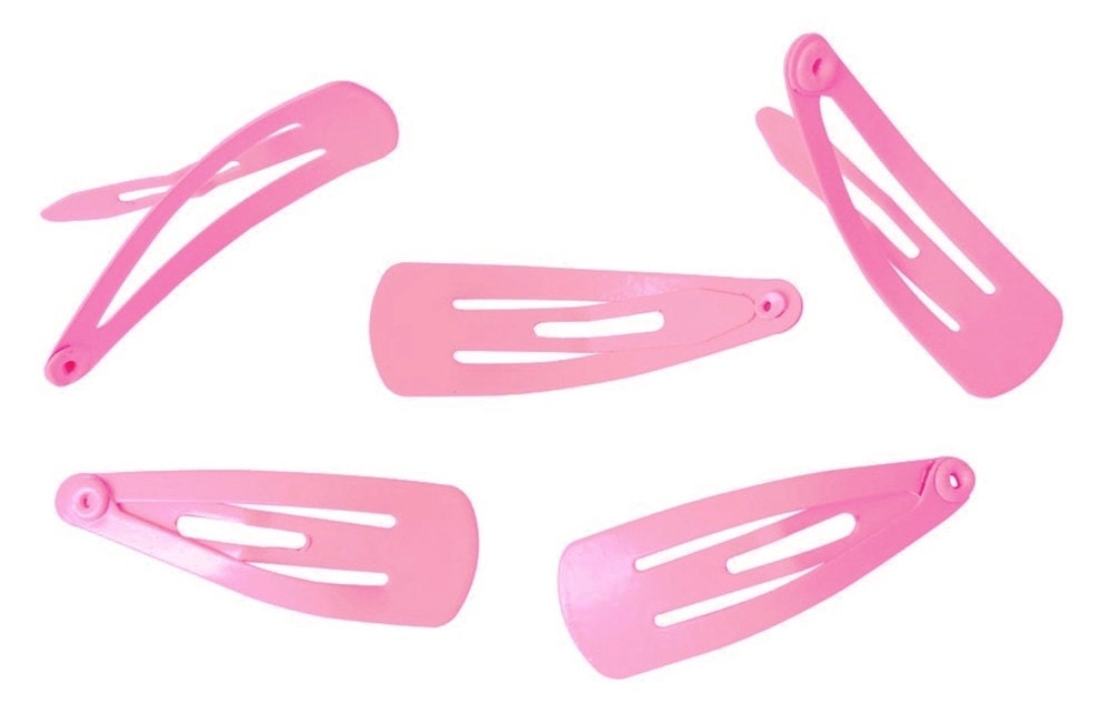 MINI Pink Small Metal Hair Clips Baby Color Snap Barrette Baby