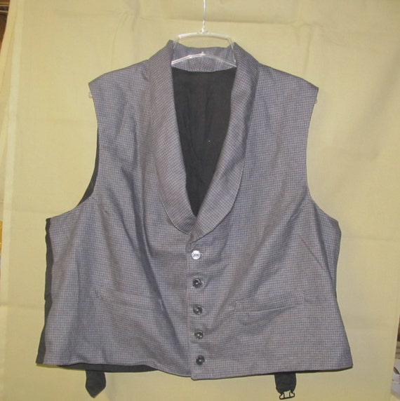 Size 48 Civil War era vest grey/blue with shell buttons 2