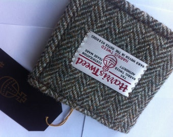 Mans Harris tweed wallet bill fold made in Scotland gift wool vegetarian plaid Scottish British UK groomsmen gift man gift