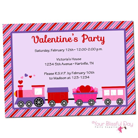 PRINTABLE Valentine's Day Train Party (Girl) Invitations Il_570xn