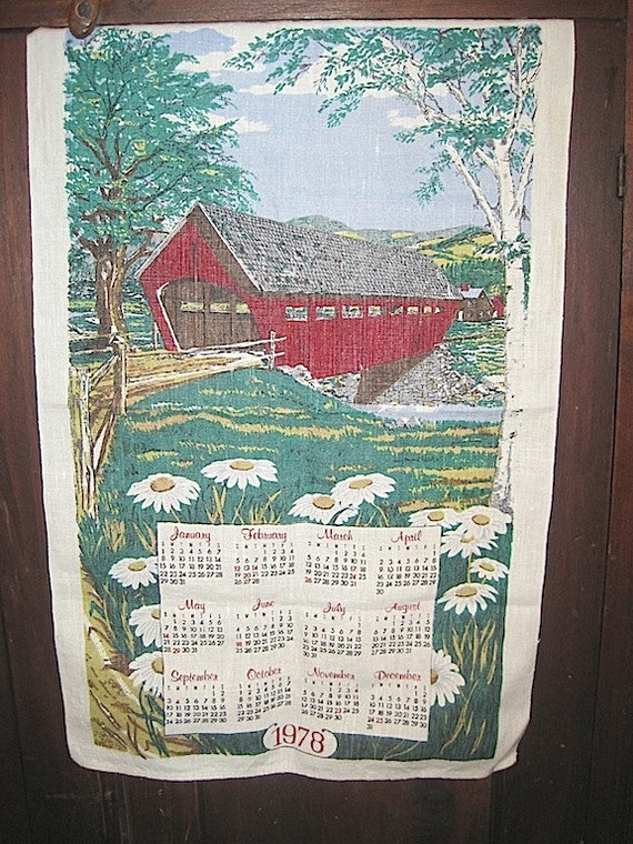Vintage 1978 Fabric Wall Hanging Calendar