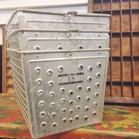 Vintage Industrial Metal Locker Basket