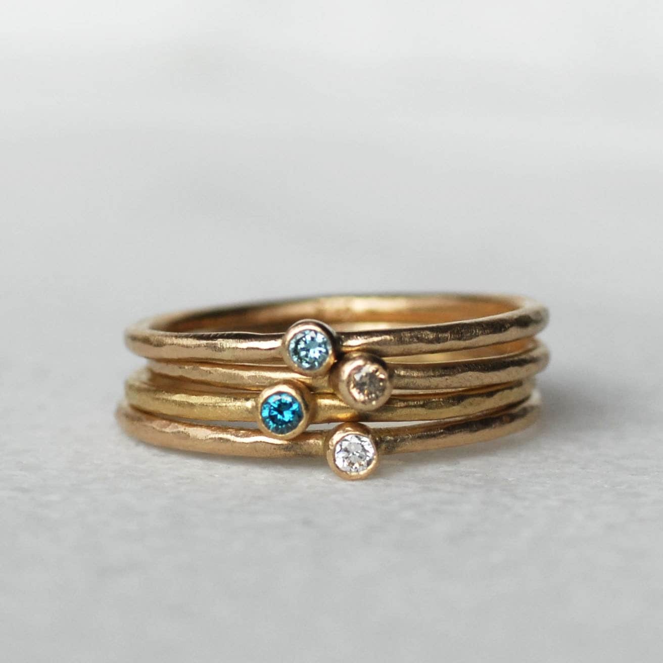 Skinny Mini Diamond Ring Thin Gold Diamond Stacking Ring