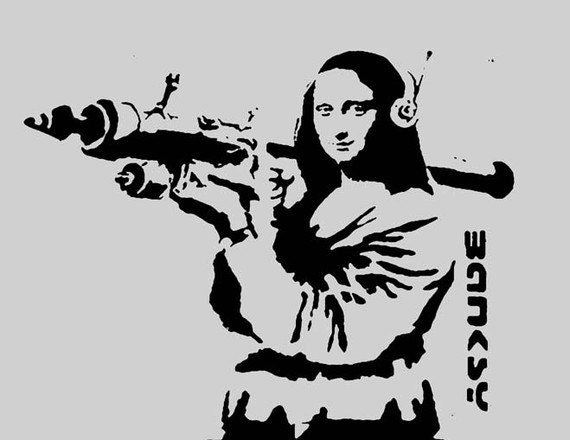 banksy print mona lisa stencil multiple paper sizes