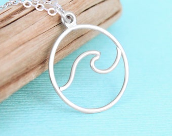 Wave Necklace - Sterling Silver - Wave Jewelry - Ocean Necklace - Ocean Jewelry