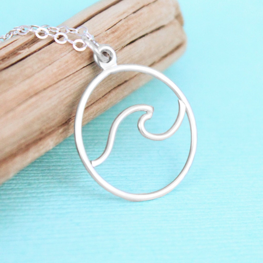 Wave Necklace Sterling Silver Wave Jewelry Ocean
