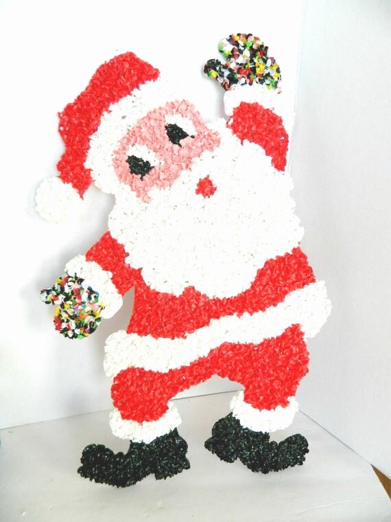 Vintage Melted Plastic Popcorn Santa handmade kitch by luvredford