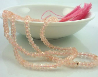 Rose quartz faceted rondelle beads 3.5-4mm 1/4 strand