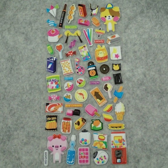 Mixed Adorable Puffy Candy Bar Stickers