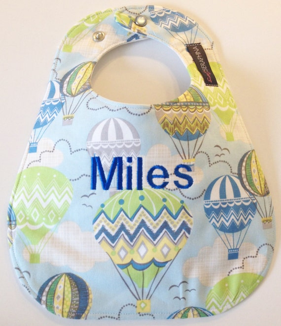 Items similar to Monogrammed Baby Bib Hot Air Balloons for Boys