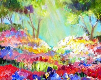 Large Abstract Landscape Original Painting Oil painting canvas painting 24 x 48 Art by Elaine Cory