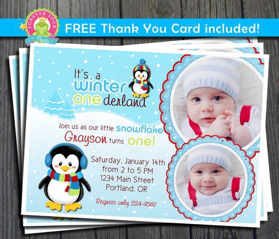 Winter Onederland Invitation / Winter Wonderland Invitation / Winter Onederland Invite / First Birthday / 1st Birthday Il_570xn