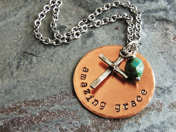 Amazing Grace Necklace Christian Jewelry Cross by ATwistOfWhimsy