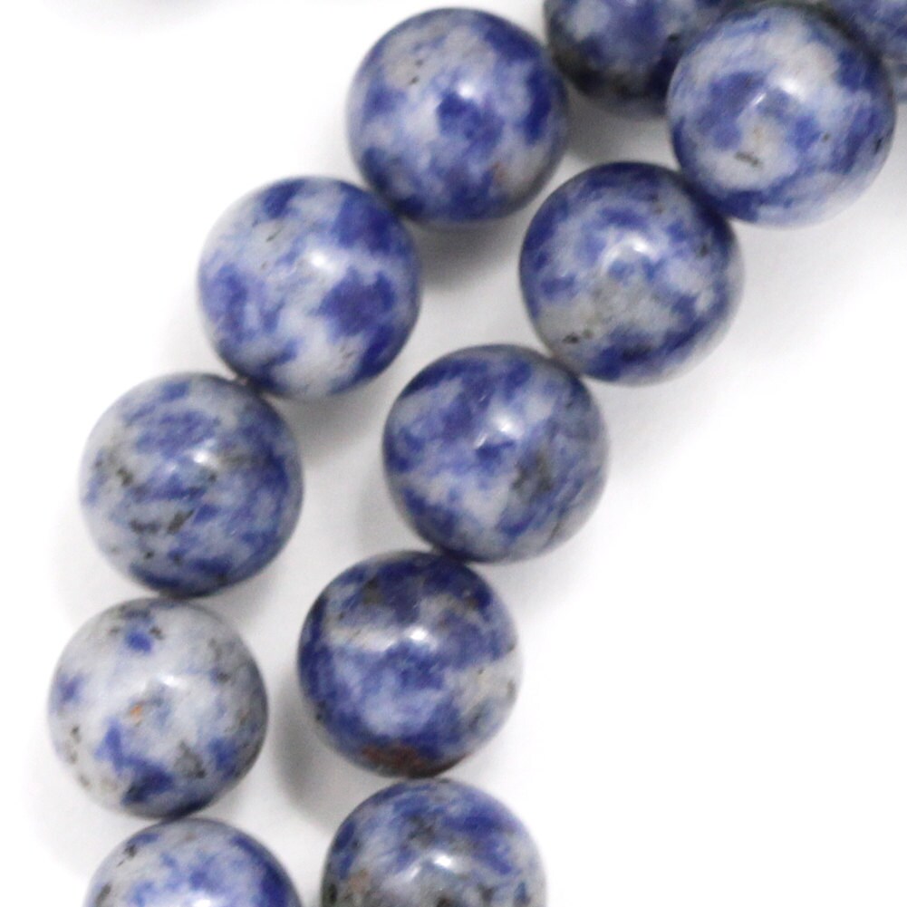 Dumortierite Speckled Beads 10mm Round Full Strand by ABeadSea