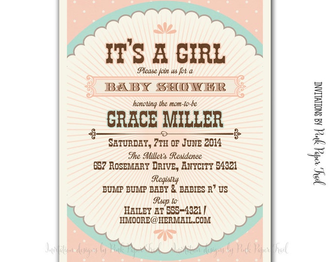 Old Fashion Sweet Shoppe Style Invitation, Customizable Wordings, Printable, Wedding, Bridal Shower, Baby Shower, Birthdays