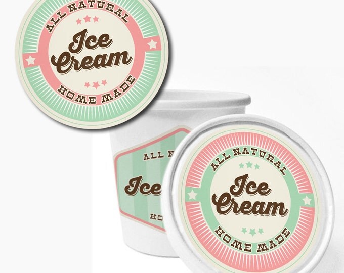Ice Cream Lid Label - Ice Cream Party - Printable Stickers - for Birthdays, Baby Showers, Bridal Showers and more