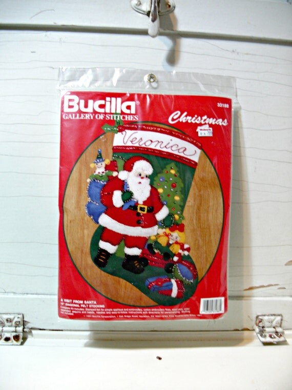 Vintage Felt Stocking Kit Bucilla Santa Claus Stitchery