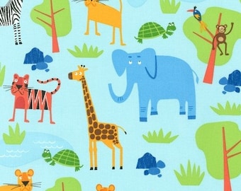 Jungle Friends in Bright (AED-15057-195) - JUNGLE PARTY by Edward Miller - Robert Kaufman Fabric - 1 yard