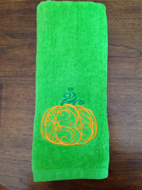 Machine Embroidered Pumpkin Hand Towel