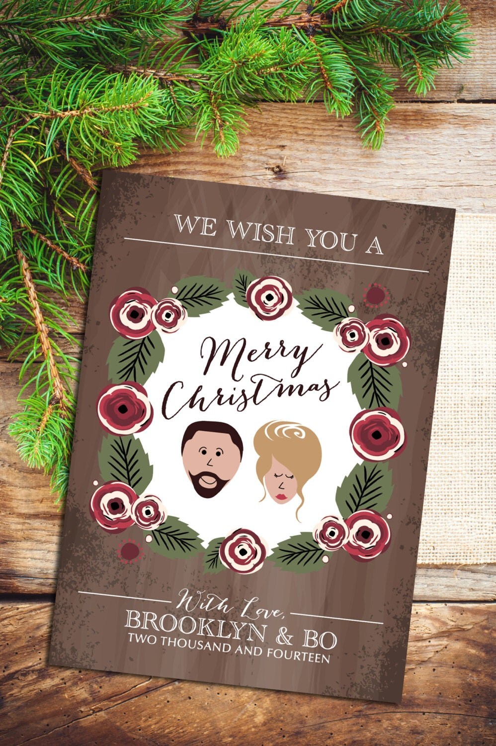 Illustrated Christmas Card, Holiday Card, Holiday Postcard, Christmas Postcard, Cartoon Family Card, Illustrated Family Christmas Card /SARA