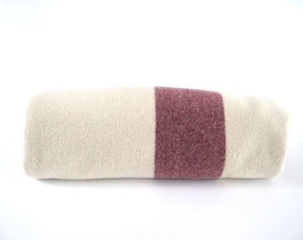 Vintage Wool Blanket Throw Camping Thick Cream Berry Wine Rustic Country Farmhouse Decor