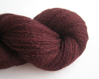 Lace Weight Merino Wool Recycled Yarn, Oxblood, Lot 050315