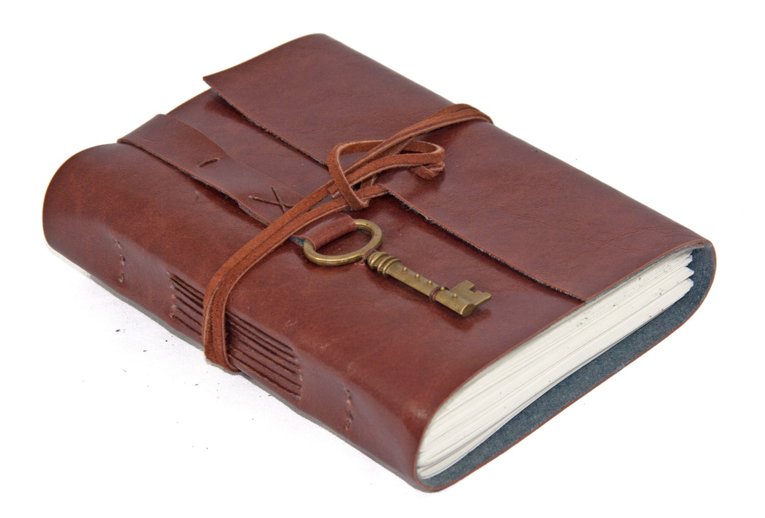 Faux Leather Journal with Key Bookmark Choice of 6 colors