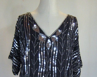 Silver Striped Slouchy Shirt Top Diva Glam