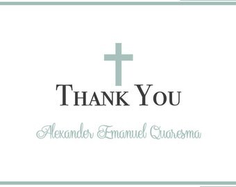 Baptism Thank You Cards Custom - Boy, Christening, Dedication, Confirmation
