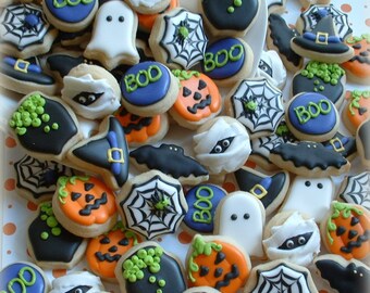 Halloween cookies - 2, 3, or 4 dozen MINI cookies - fall cookies - decorated cookies
