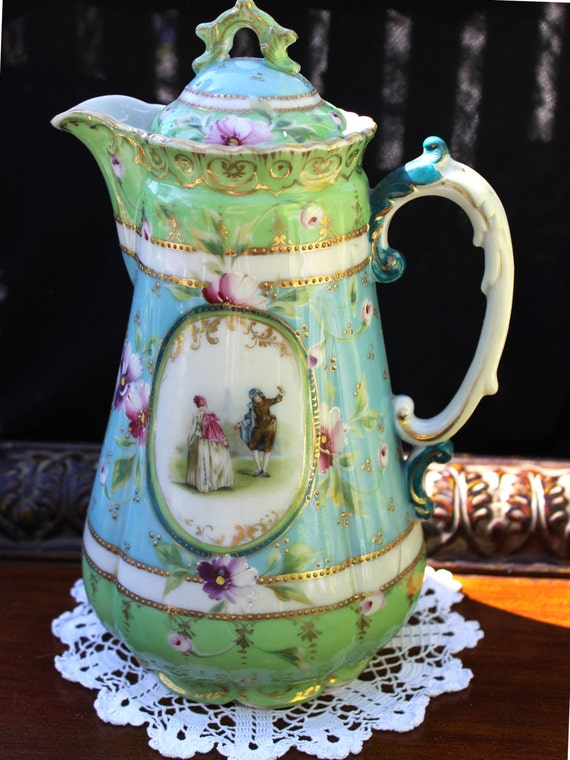 Stunning Antique European Chocolate Coffee or Tea Pot Teapot