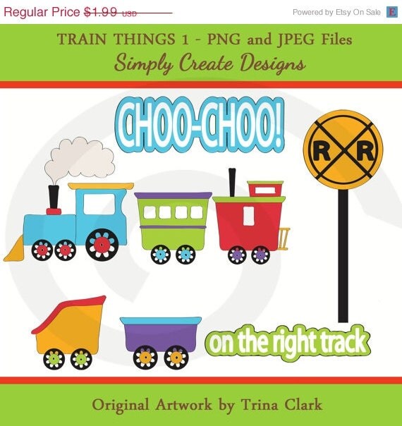 SALE Trains Clipart Boys Trains Clip art Commercial and Personal Use Il_570xn