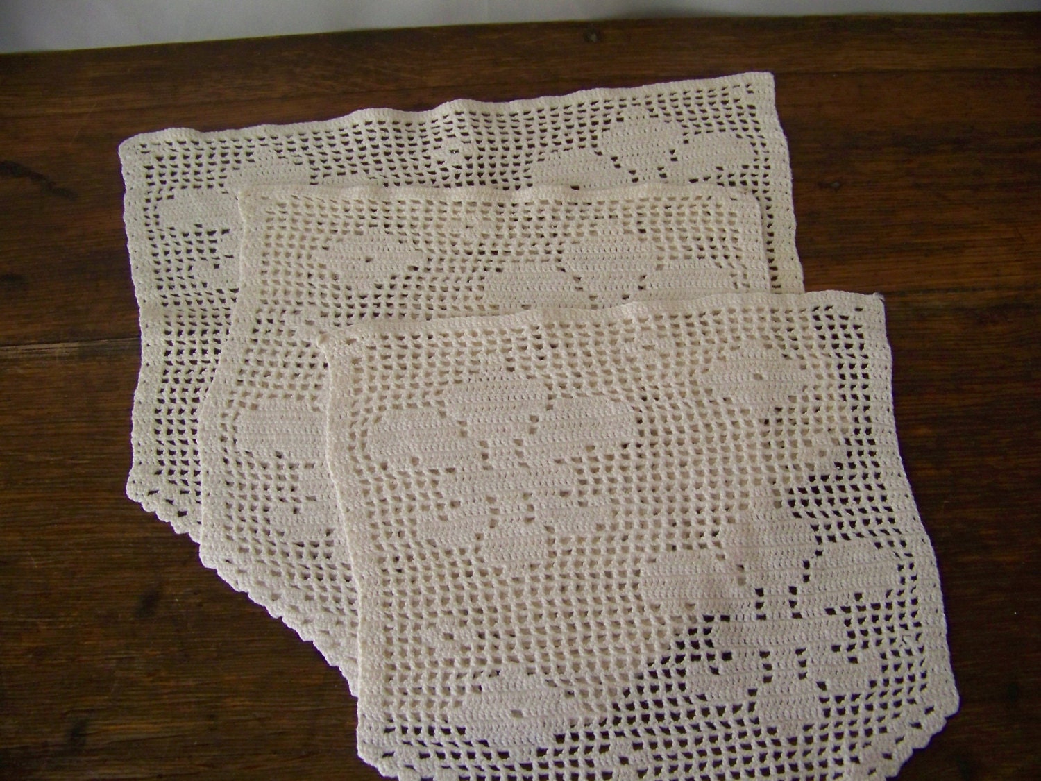 Vintage Crochet Doilies Armchair Doilies Shabby by CynthiasAttic
