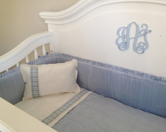 Dupoini Silk Crib Bedding Set/Modern European Design-SEASON SALE-Matching Drape 140USD