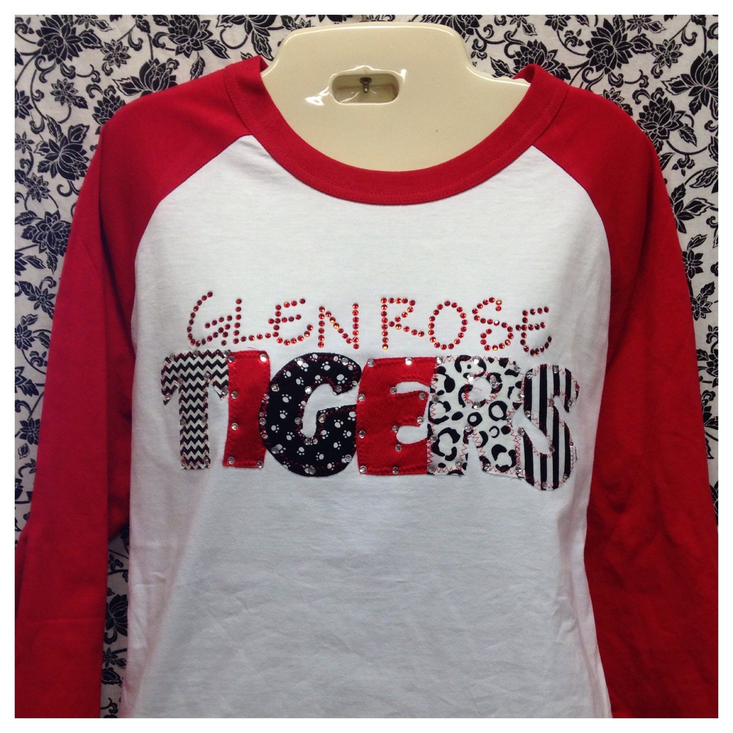 Bling 3/4 Sleeve Baseball Custom Mascot Shirt