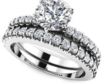 ... Diamond Engagement Ring Set, Diamond Wedding Ring Set, 14K. White Gold