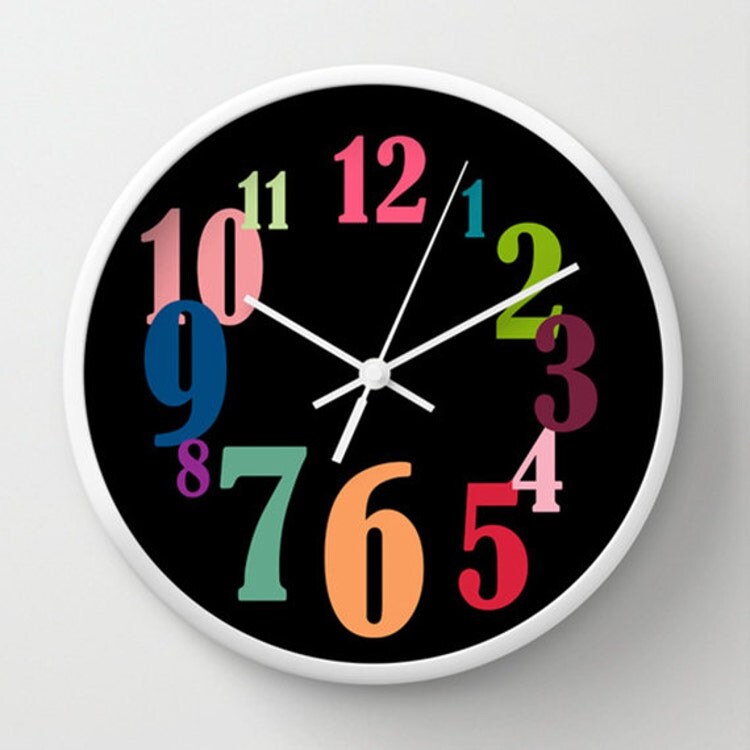 Falling Numbers Wall Clock Rainbow Numbers Wall Clock by adidit