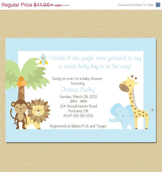 ON SALE Modern Jungle Baby Shower Invitation - Boy Il_570xn