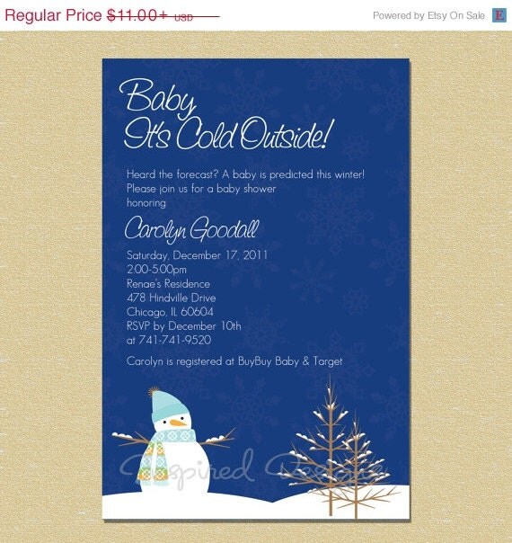 ON SALE Baby It's Cold Outside...Winter Night Wonderland Baby Shower Invitation (Neutral - Boy/Girl) Il_570xn