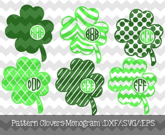 Download Monogram Patterned Clover Files .DXF/.SVG/.EPS Files for use