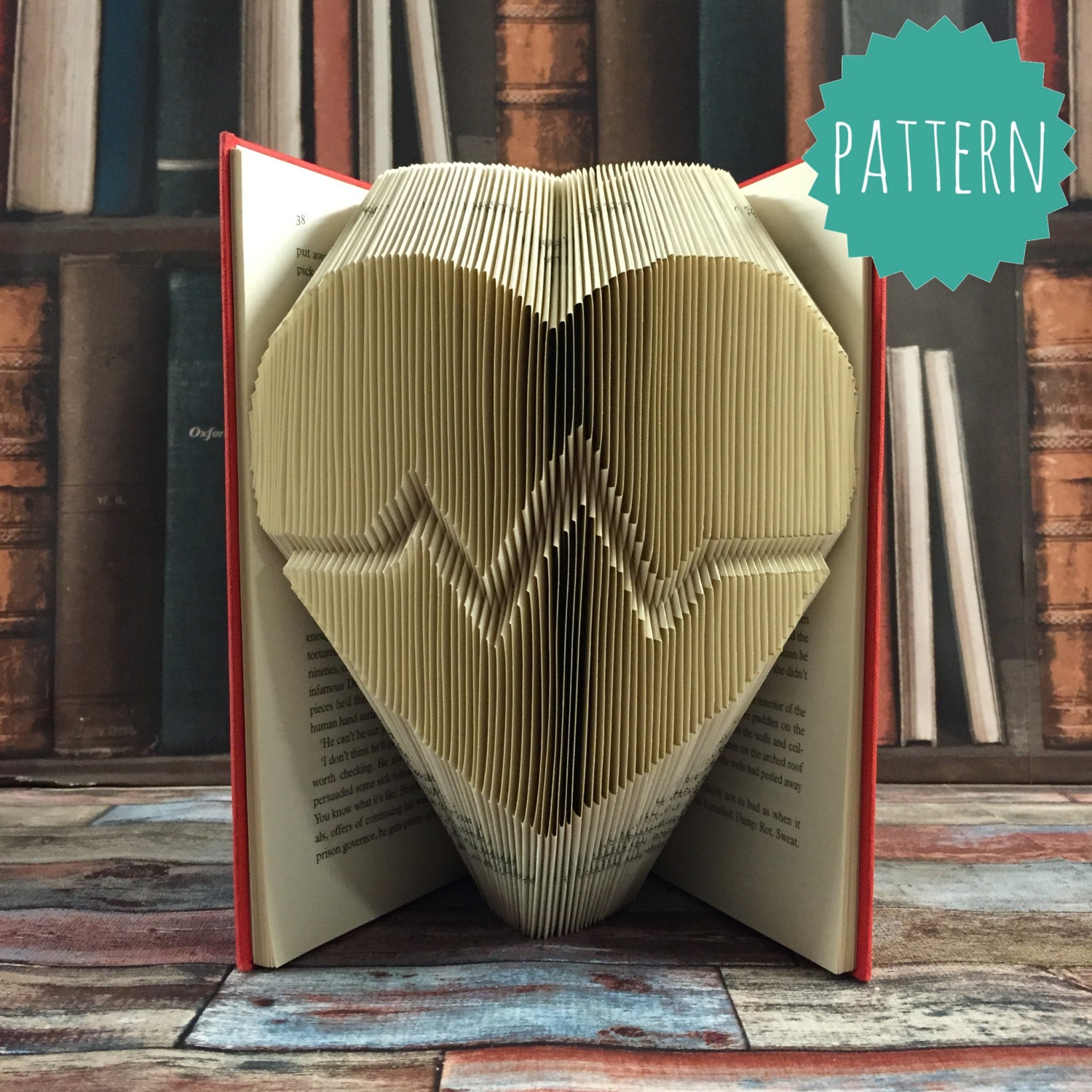 Folded Book Art Heart Beat Pattern & tutorial gift