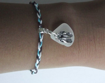 Flip flops bracelet. Surfer braclelet. Beach sea glass jewelry.
