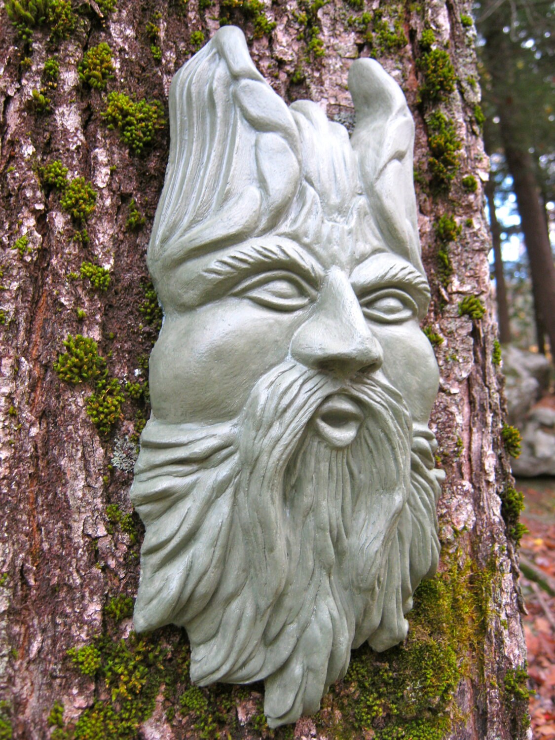 Green Man Garden Decor Hanging Face Blowing Tree Spirit