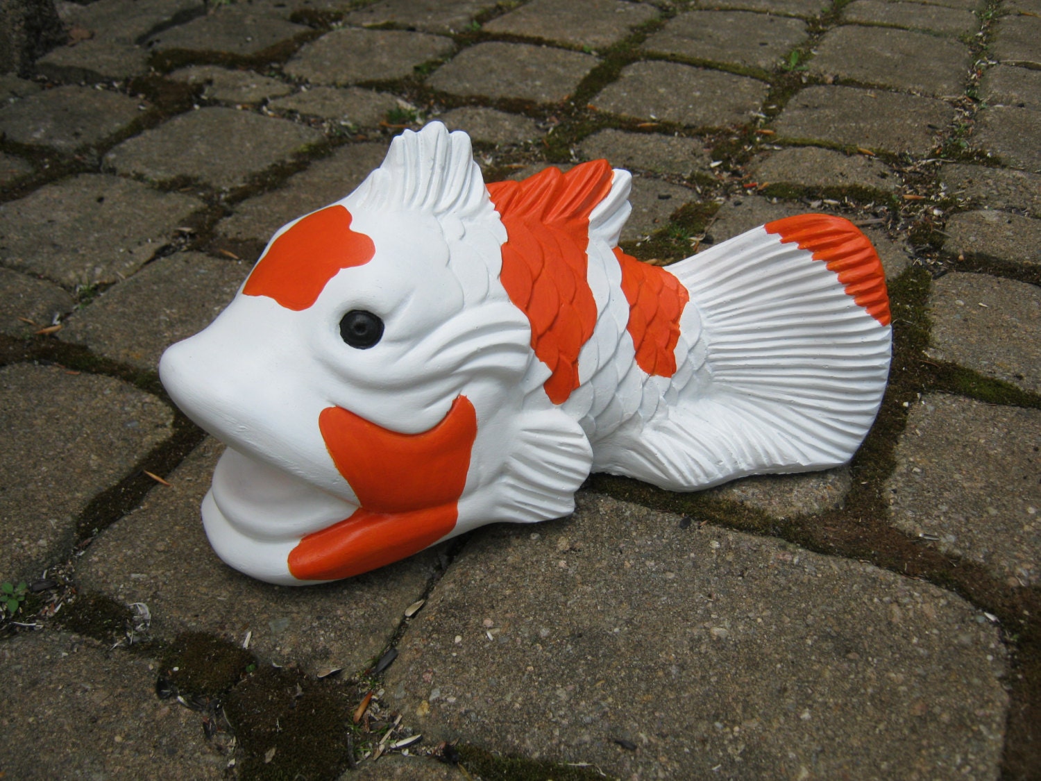 Koi Fish Statue Good Fortune Symbol Feng Shui Cement Figure