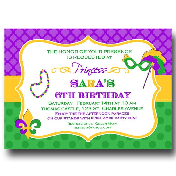 mardi gras invite wording