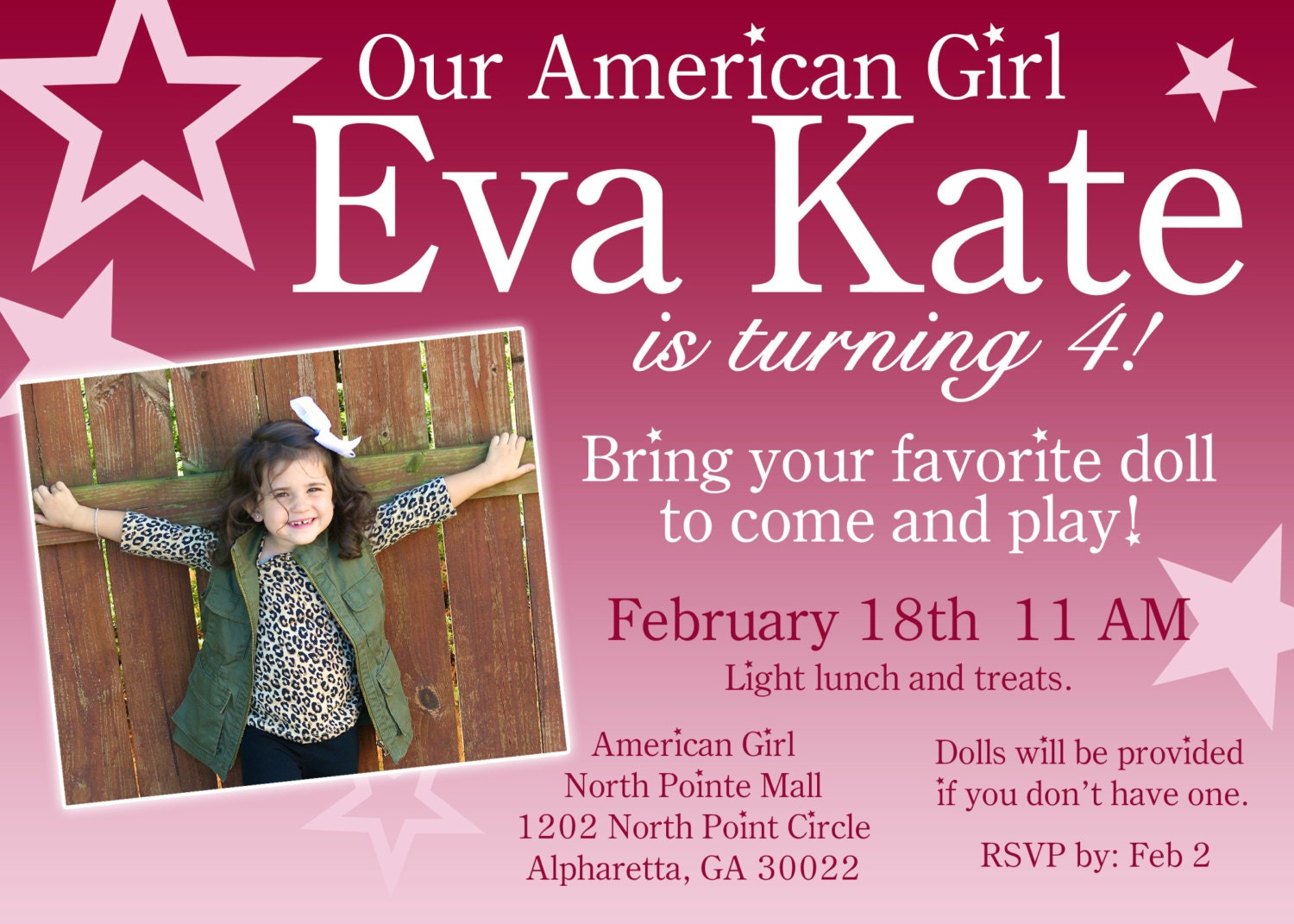 American Girl Doll Birthday Invitation by on Etsy