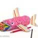 Shark Pencil Case by MinneBites / Handmade Pink Fish Purse - Office Desk Organizer - Kids Art Storage - Girls School Kit